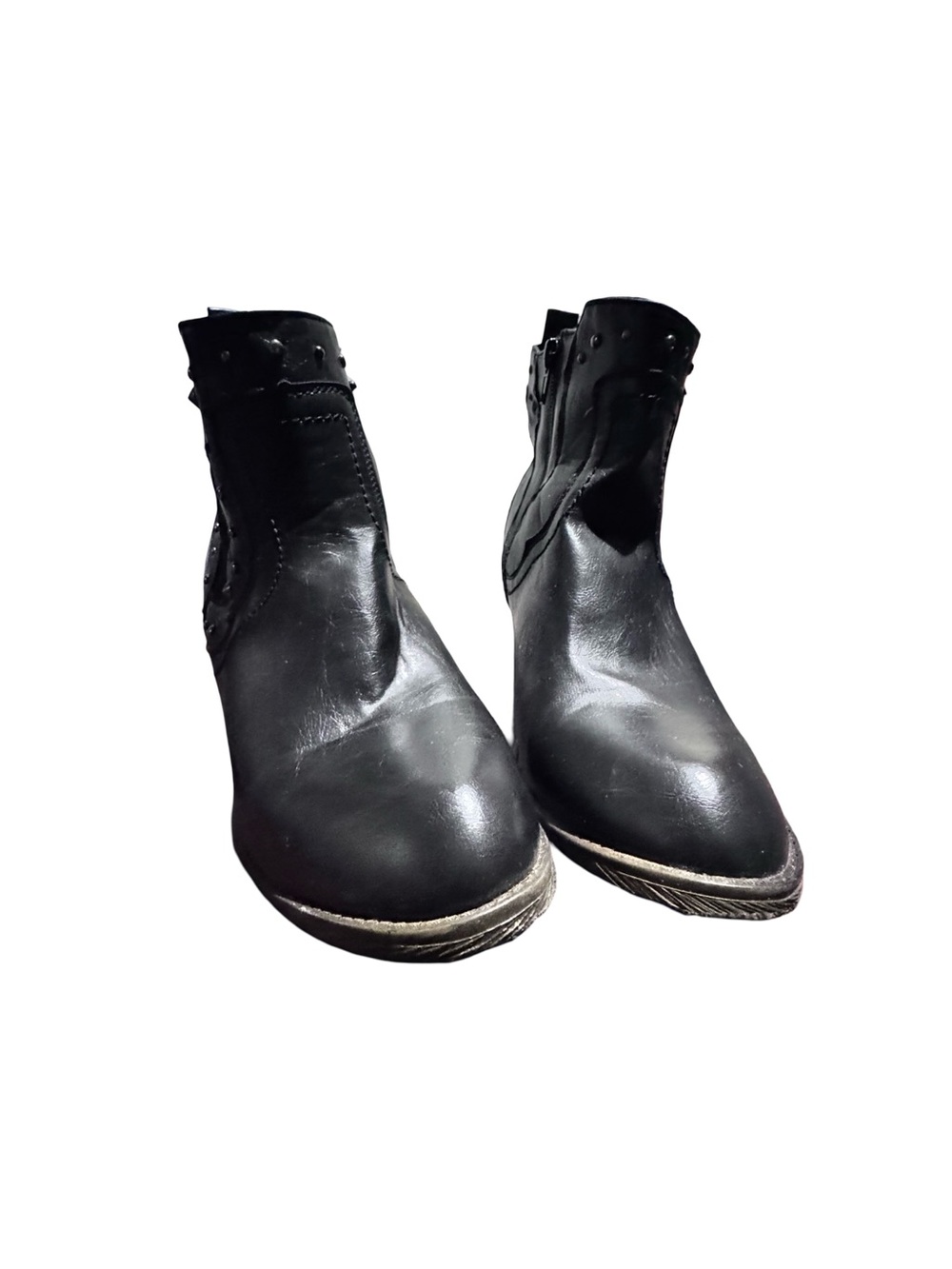 Lane Bryant Black Stud-Trim Leather Ankle Booties